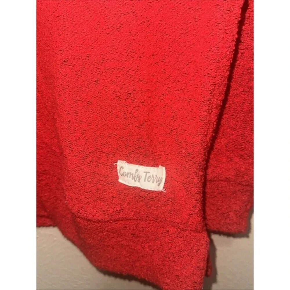 Comfy Terry Christmas Pullover Red Joy Love Peace Believe‎ Holiday Top